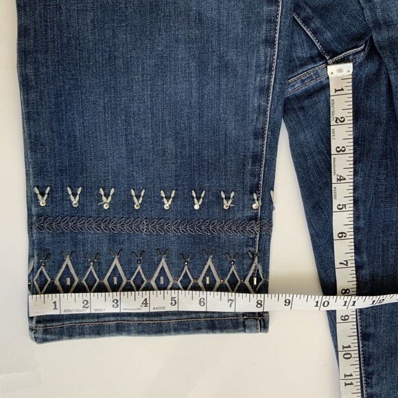 Seven7 Embroidered Hem Limited Edition Straight Leg Jeans Blue 22 - Picture 7 of 11